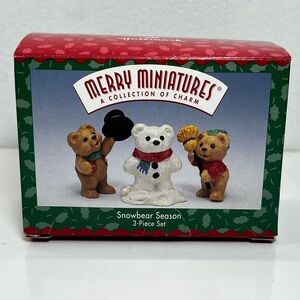 Hallmark Merry Miniatures SNOWBEAR SEASON TEDDY‎ BEARS Christmas 1997 figurines